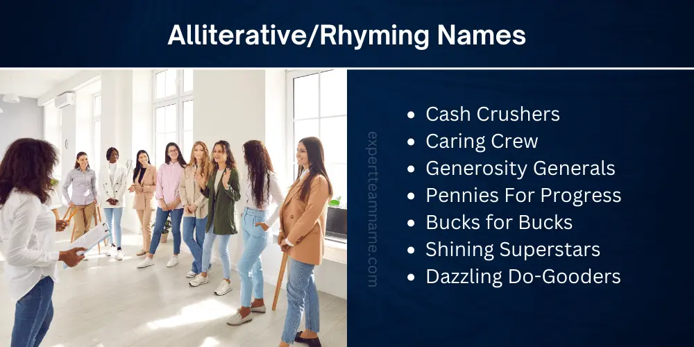 360+ Catchy & Creative Fundraising Team Names (With Tips) 8 Alliterative/Rhyming Names