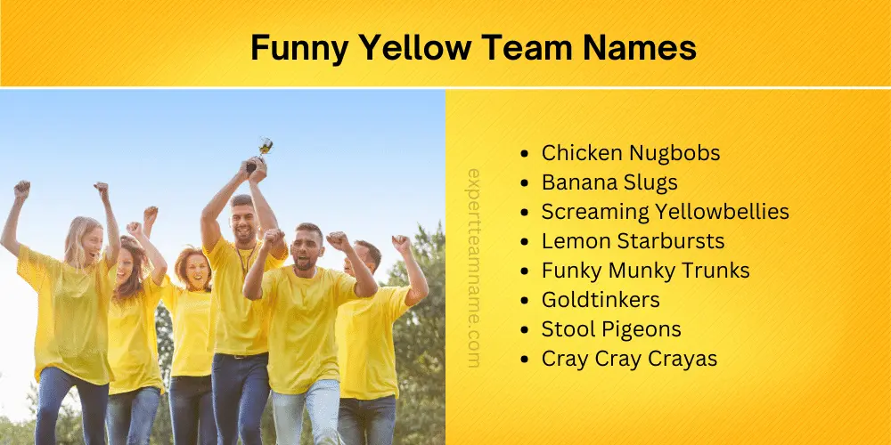 314 Best Yellow Team Names - Unique, Funny Meaningful Ideas 4 Funny Yellow Team Names