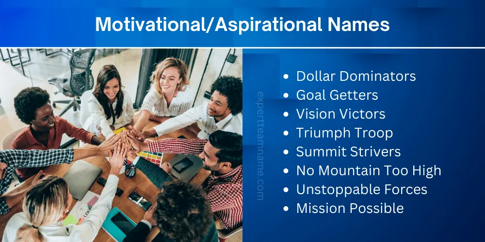 360+ Catchy & Creative Fundraising Team Names (With Tips) 7 Motivational/Aspirational Names