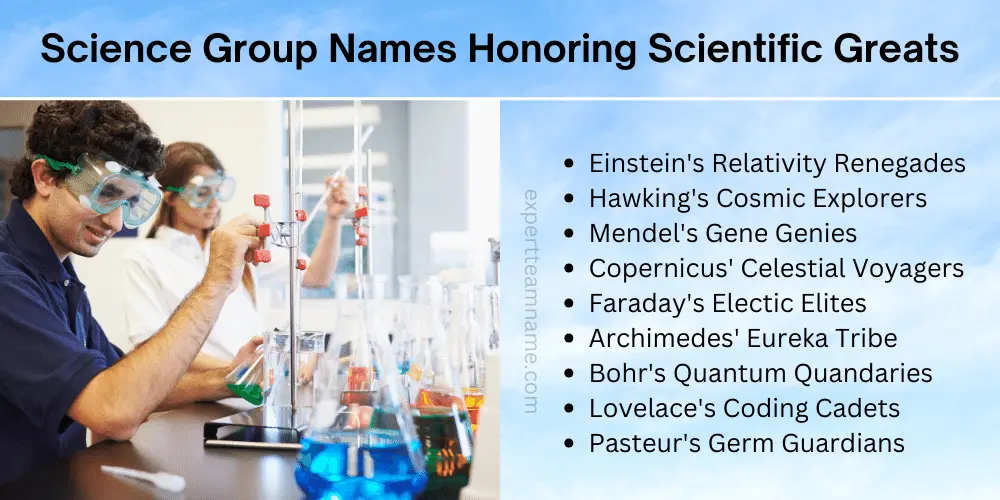 Best Science Group Names for Students, Clubs, and Teams 4 Science Group Names Honoring Scientific Greats