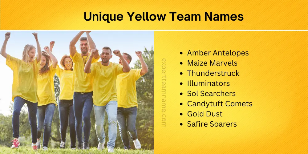 314 Best Yellow Team Names - Unique, Funny Meaningful Ideas 3 Yellow Team Names