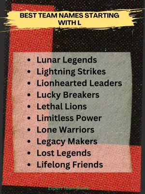 270+ Creative Team Names Starting with L for Every Group 2 Best Team Names Starting with L