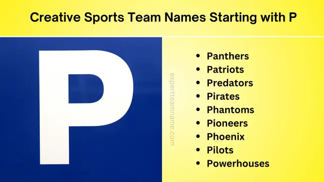 370+ Best Team Names Starting with P - Find Your Perfect Match! 2 Creative Sports Team Names Starting with P