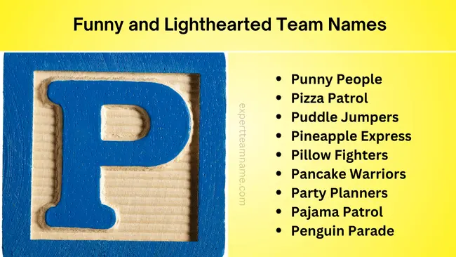 370+ Best Team Names Starting with P - Find Your Perfect Match! 3 Funny and Lighthearted Team Names