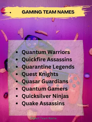 360 Team Names Starting with 'Q' for Every Occasion 5 Gaming Team Names