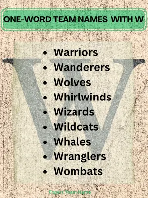 300 Team Names Starting with W - Creative Ideas for Every 2 One-Word Team Names with W