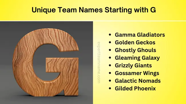 243 Unique Team Names Starting with G for Any Group 2 Unique Team Names Starting with G