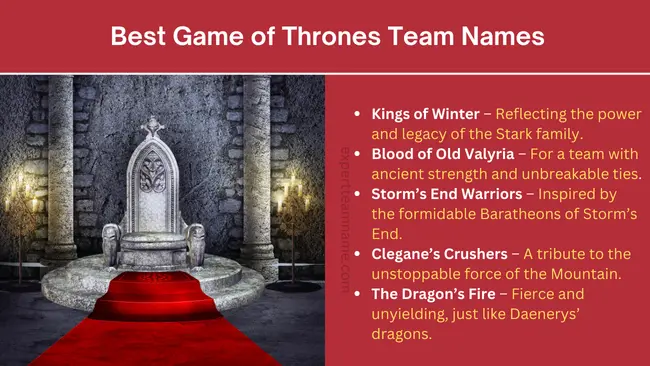 99 Game of Thrones Team Names – Unleash Your Inner Warrior 2 Best Game of Thrones Team Names