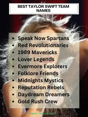 190 Taylor Swift-Inspired Team Names for Swifties & Fans 2 Best Taylor Swift Team Names