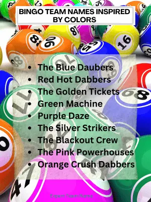 360+ Bingo Team Names for Every Kind of Group 6 Bingo Team Names Inspired by Colors