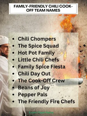 229 Chili Cook Off Team Names for Spicy Competition & Fun 5 Family-Friendly Chili Cook-Off Team Names