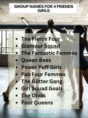 4 Person Team Names: Discover Fun and Innovative Ideas 3 Group Names for 4 Friends (Girls)