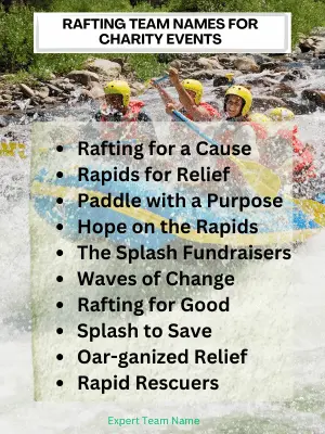 215 Best Rafting Team Names to Keep Your Crew Motivated 4 Rafting Team Names for Charity Events