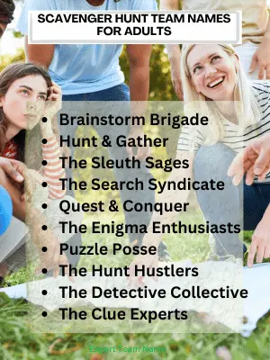 237 Scavenger Hunt Team Names for Epic Adventures 4 Scavenger Hunt Team Names for Adults