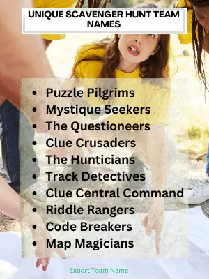237 Scavenger Hunt Team Names for Epic Adventures 3 Unique Scavenger Hunt Team Names