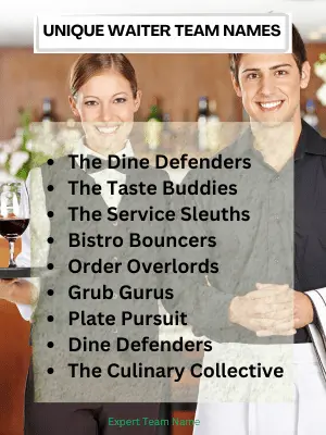102 Waiters Team Names for Restaurant Staff Teams and More 4 Unique Waiter Team Names