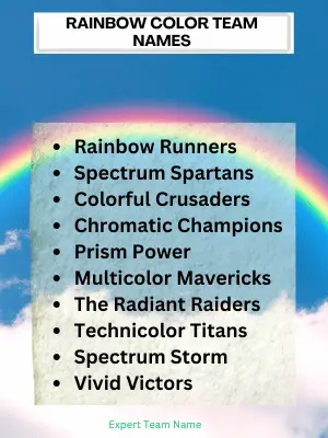 293 Best Color Team Names for Sports, Games & More 5 Rainbow Color Team Names
