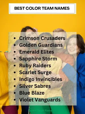 293 Best Color Team Names for Sports, Games & More 2 Best Color Team Names